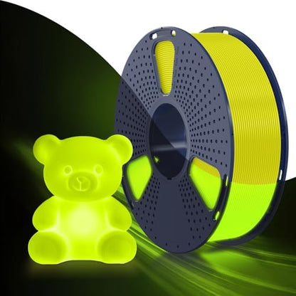 SUNLU PETG Glow in The Dark Filament, Luminous PETG 3D Printer Filament 1.75mm, High Brightness and Long Time Filament, Dimensional Accuracy +/- 0.02mm, 1kg Spool.(Glow Yellow)
