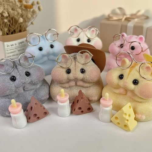 6-Pack Handmade Taba Squishy Hamster Toy, Cute Squishy Hamster Fidget Toy, Realistic Hamster Toy, Soft Silicone Mochi Furry Toy, Stress Relief Gift for Adults & Kids, Sensory Anxiety Plushie(6 colors)