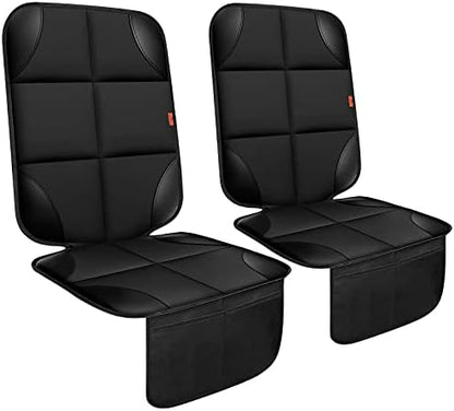Car Seat Protector 2 Pack Car Seat Cushion Mat Thickest Padding,Waterproof 600D Fabric Car Seat Covers for Non-Slip Backing Mesh Pockets for Baby and Pet (Black, 2 Pack)