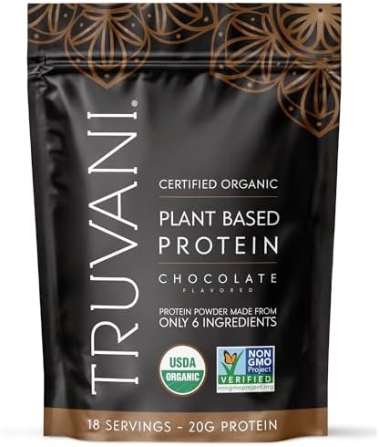 Truvani Vegan Pea Protein Powder | Chocolate | 20g Organic Plant Based Protein | 18 Servings | Keto | Gluten & Dairy Free | Low Carb | No Added Sugar