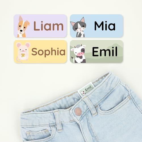 – Personalized Name Labels for Kids (120) – Waterproof & Durable Stickers for Clothing, School & Daycare Items - Animals