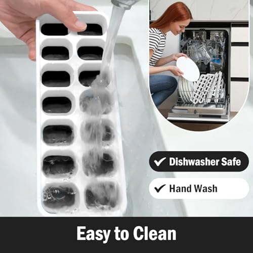 Ice Cube Trays with Lid and Bin, Ice trays for Freezer - Easy to Release Silicone Ice cube mold, Stackable Reusable Plastic Ice Molds for Cocktails, Whiskey, Drinks and Iced Coffee, BPA-Free