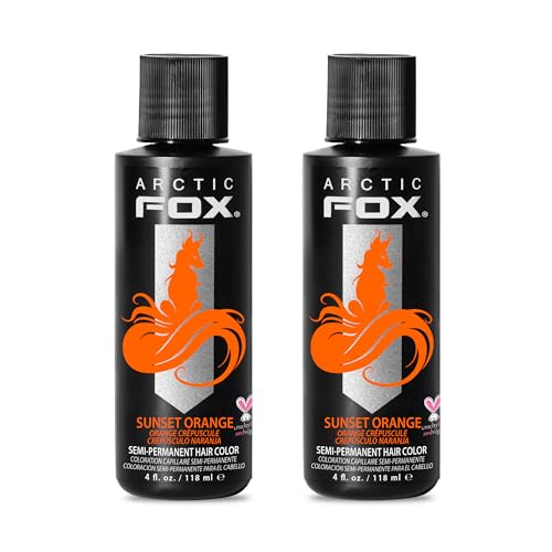 Arctic Fox Semi-Permanent Hair Dye, Vegan & Cruelty-Free, Ammonia-Free, Conditioning, Vibrant Sunset Orange, Long Lasting, For All Hair Types, 4 Fl Oz (Pack of 2)