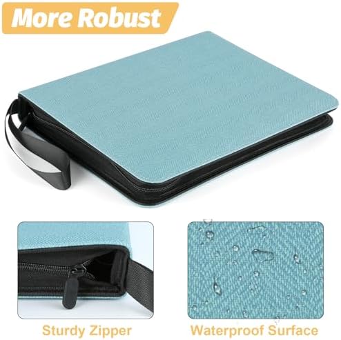9 Pocket Card Binder, Premium Zip Trading Card Binder, 720 Double Sided Pocket PU Card Collection Binder, Collector Card Album, Card Folder for MTG, TCG, Sports Cards, Game Cards (Lake Blue)