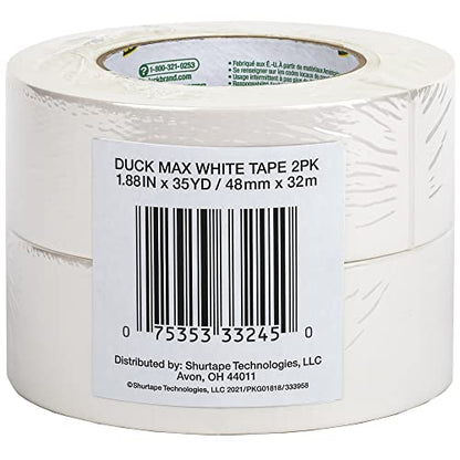 Duck Brand Max Strength Duct Tape, White, 8-Roll Pack, 1.88 Inches x 35 Yards, 242859