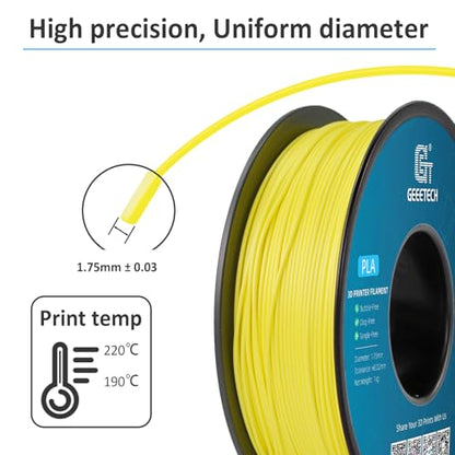 Geeetech Yellow PLA Filament 1.75mm, 3D Printer Filament Dimensional Accuracy +/- 0.03mm, Upgrade Tidy Winding Tangle-Free, 1kg Spool(2.2lbs) Fit Most FDM 3D Printers