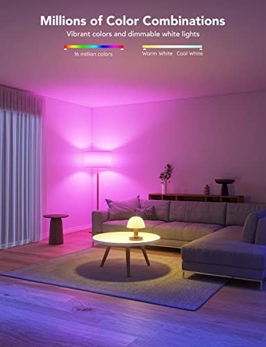 Govee LED Smart Light Bulbs, 1000LM Color Changing Light Bulb, Wi-Fi & Bluetooth Light Bulbs, Work with Alexa and Google Assistant, Dimmable RGBWW A19 75W Equivalent Smart Bulbs, 2 Pack