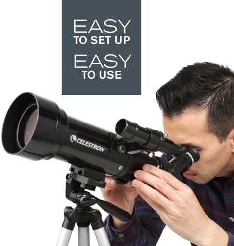 Celestron Travel Scope 70 Portable Refractor Telescope – 70mm Aperture, Fully-Coated Glass Optics – Includes Tripod, Backpack & Software – Ideal for Beginners & Travel