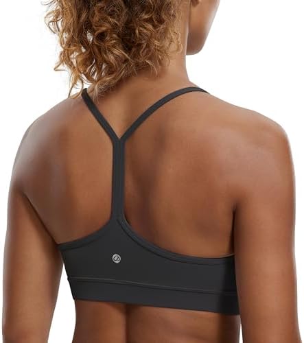 CRZ YOGA Butterluxe Womens Y Back Sports Bra - Padded Racerback Low Impact Spaghetti Thin Strap Workout Yoga Top