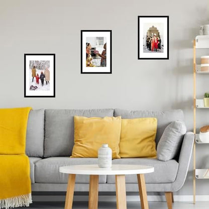 16.5x23.4 A2 Picture Frame Black with 11.7x16.5 A3 Mat, Display Photo 11.7x16.5 with Mat or 16.5 x 23.4 Without Mat, Wall Hanging Large Frame with Plexiglass, Black