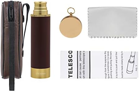 Retro Pirate Telescope Zoomable 25x30 Spyglass Portable Collapsible Handheld Telescope Vintage Monocular for Kids & Survival Gear Compass Pocket Military Compass for Camping Boating