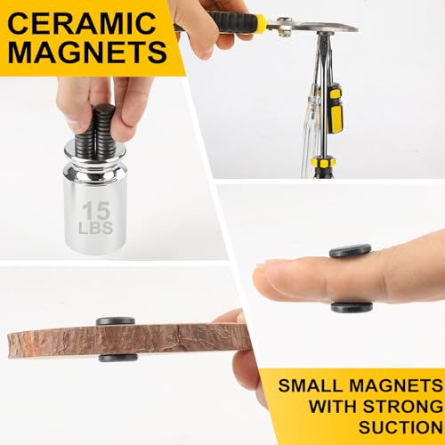 DIYMAG Strong Magnets 300Pcs 0.47x0.12Inch Fridge Refrigerator Magnet for Crafts with Adhesive Backing Magnetic Small Black Button Ceramic Circle Craft Round Heavy Duty Adhesive Neodymium Whiteboard