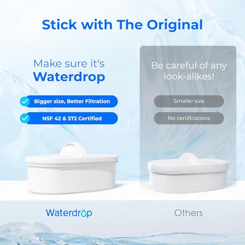 [Original] Waterdrop Filter Replacement for All Waterdrop Pitcher Filtration System, WD-PF-01A Plus, Reduces PFAS, PFOA/PFOS, Chlorine, Last Up to 3 Months or 200 Gallons (Pack of 3)