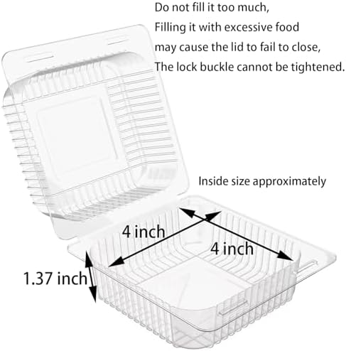 400 Count Clear Plastic Hinged Take Out Containers Clamshell Takeout Tray Food Clamshell Containers Outside Diameter for Dessert, Snacksetc, Cakes Slice, Cookies, Salads