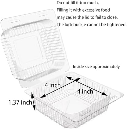 400 Count Clear Plastic Hinged Take Out Containers Clamshell Takeout Tray Food Clamshell Containers Outside Diameter for Dessert, Snacksetc, Cakes Slice, Cookies, Salads