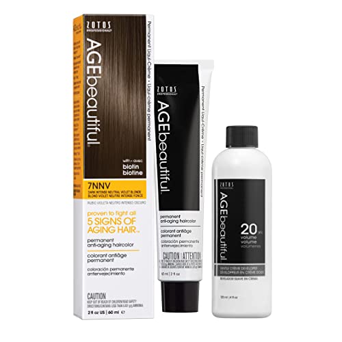 AGE beautiful Permanent Hair Color Dye Liqui Creme | 100% Gray Coverage | Anti-Aging Haircolor | Biotin for Thicker, Fuller Hair | Professional Salon Coloring