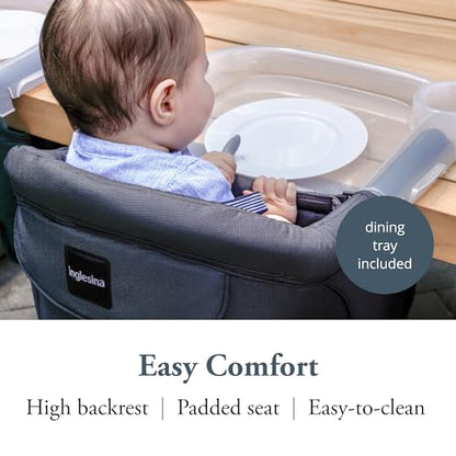 Inglesina Fast Table Chair - Black + Fast Dining Tray - Portable Baby High Chair - for Babies & Toddlers up to 37 lbs - Fits Tables 0.8'' to 3.5'' Thick - Compact & Easy to Use - Travel Bag Included