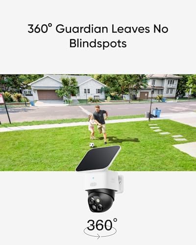 eufy Security SoloCam S340, Solar Security Camera, Wireless Outdoor Camera, 360 Degree Pan & Tilt Surveillance, No Blind Spots, 2.4 GHz Wi-Fi, No Monthly Fee, HomeBase S380 Compatible (Renewed)