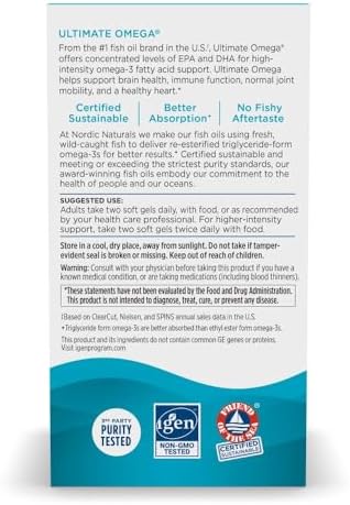 Nordic Naturals Ultimate Omega, Lemon Flavor - 90 Soft Gels - 1280 mg Omega-3 - High-Potency Omega-3 Fish Oil Supplement with EPA & DHA - Promotes Brain & Heart Health - Non-GMO - 45 Servings