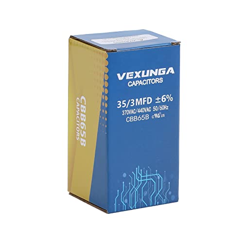 35/3 uF 35+3 MFD 370VAC or 440VAC Dual Run Start Round A/C Capacitor CBB65B 35 3 uF Air Conditioner Capacitors for AC Unit Fan Motor Start or Heat Pump or Condenser Straight Cool