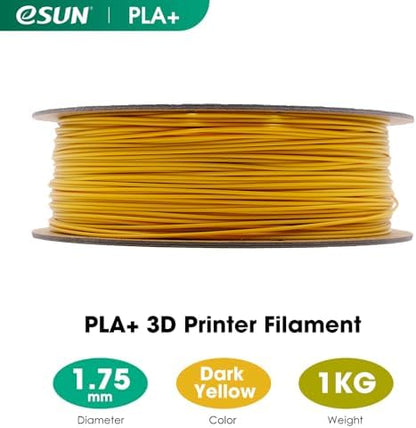 eSUN PLA+ Filament 1.75mm, 3D Printer Filament PLA Plus, Dimensional Accuracy +/- 0.03mm, 1KG Spool (2.2 LBS) 3D Printing Filament for 3D Printers, Dark Yellow