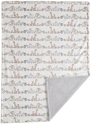 CREVENT 2Pcs 30''X40'' Cute Cozy Fluffy Warm Baby Blankets for Infants Toddlers' Bedding Crib Cot Stroller - Grey Cloud + Minky Animal