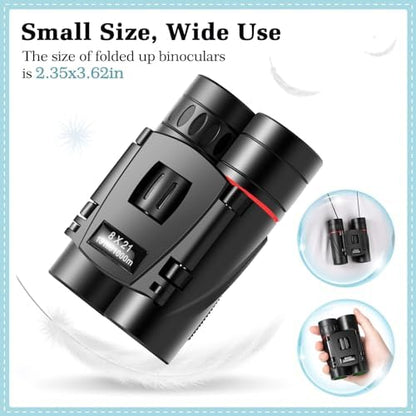 8x21 Mini Lightweight Binoculars, Compact Pocket Binocularsfor Adults Kids, Small Protable Binoculars for Bird Watching Travel Opera Theater Sports Scenery (Red)