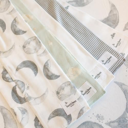 Burt's Bees Baby Infant Burp Cloths, 100% Organic Cotton Extra Absorbent Soft Fabric Drool Cloths, 5-Pack Newborn Must-Have Essential Large Burping Cloths, One Size 17 x 11.75 Inches