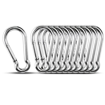 Carabiner Clip Hooks, 10pcs 3.15 inch Carabiners Heavy Duty, 304 Stainless Steel Spring Snap Hook Fits Camping Hiking, Metal Clips for Rope Chain Keys Rings