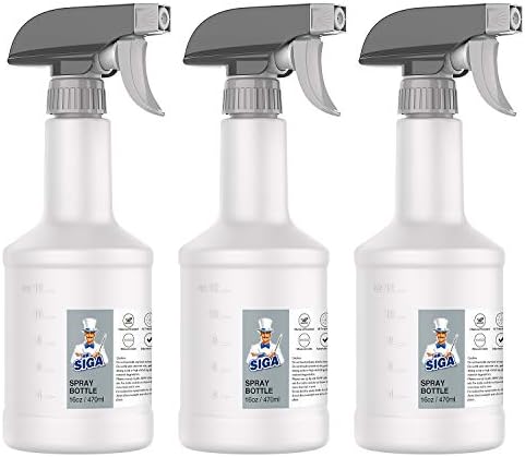 MR.SIGA 16 oz Empty Plastic Spray Bottles for Cleaning Solutions, Heavy Duty Household Reusable Spray Bottles with Measurements and Adjustable Leak Proof Nozzle, 3 Pack