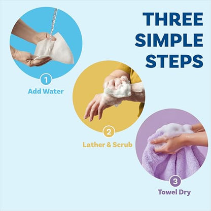 Scrubzz Disposable No Rinse Bathing Wipes - All-in-1 Single Use Shower Wipes, Simply Dampen, Lather, and Dry Without Shampoo or Rinsing (Lavender, 8-Pack)