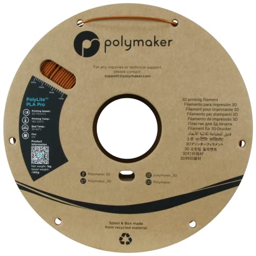 Polymaker PLA PRO Filament 1.75mm 1kg, Tough & High Rigidity Bronze 3D Printing Filament, PolyLite PLA PRO 3D Printer Filament 1.75mm, Print with Most 3D Printers