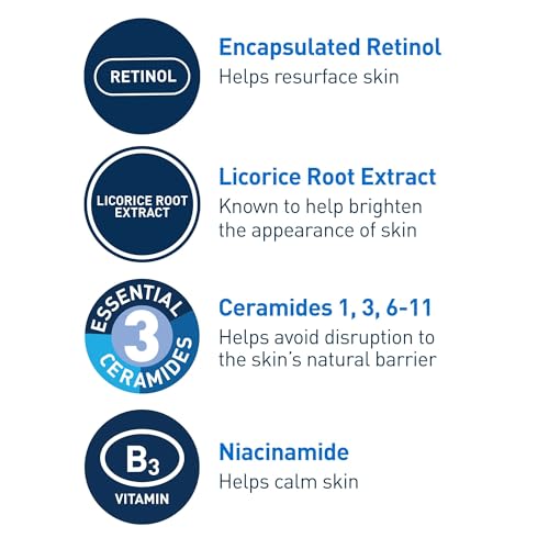 CeraVe Resurfacing Retinol Serum For Post Acne Marks, Formulated With Licorice Root Extract & Niacinamide, Brightening Serum & Pore Minimizer For Face, Post Acne Skin Barrier Repair, Non-Comedogenic