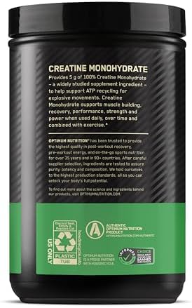 Optimum Nutrition Micronized Creatine Monohydrate Powder, Unflavored, 120 Servings, 600 Grams (Packaging May Vary)