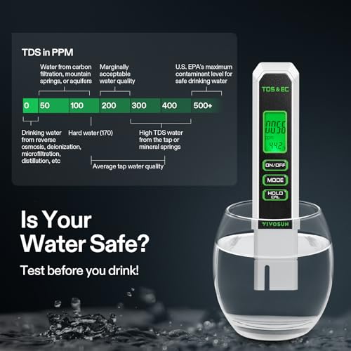 VIVOSUN Digital pH and TDS Meter Kits, 0.01pH High Accuracy Pen Type pH Meter ± 2% Readout Accuracy 3-in-1 TDS EC Temperature Meter for Hydroponics, Pool and Aquarium, Black White, UL Certified