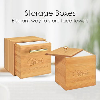 Face Towels, 10"×12" Disposable Face Towel, Face Towelettes XL, Ultra Soft Makeup Remover Dry Wipes, Thick Face Towel for Cleansing,Storage Box with Cover,50 Count (Style02)