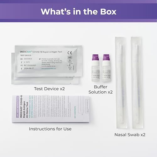INDICAID COVID-19 Antigen Rapid Test, 6 Tests in 3 Individual Packs, FDA EUA Authorized OTC COVID Home Test, HSA/FSA Eligible, Fast and Easy to Use