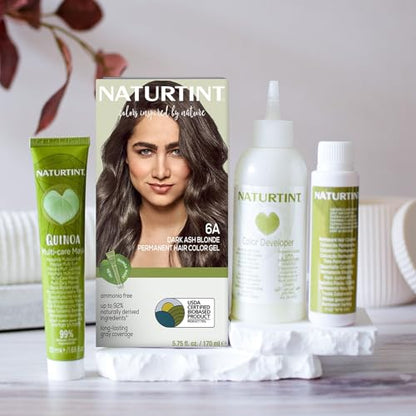 Naturtint 6A Dark Ash Blonde Permanent Hair Color (Pack of 1), Ammonia Free, Vegan, Cruelty Free, up to 100% Gray Coverage, Long Lasting Results (Packaging may vary)