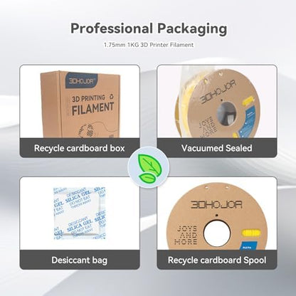 PLA Pro (PLA+) Filament 1.75mm, 3D Printer Filament PLA Plus, Cardboard Spool 3D Printing Filament PLA +, Dimensional Accuracy +/- 0.03 mm, Yellow, 1kg