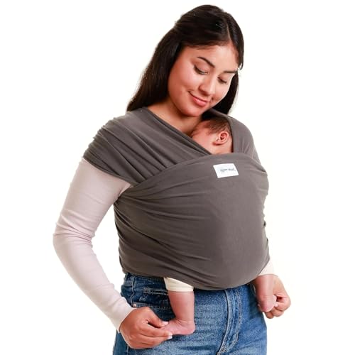 Sleepy Wrap Stretchy Ergonomic Baby Carrier Sling for Newborns to Toddlers - Hands-Free Lightweight Baby Wrap 7-35 lbs (Dark Grey)