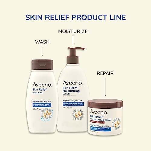 Aveeno Skin Relief Fragrance-Free Body Wash Refill with Oat to Soothe Itchy, Dry Skin, Gentle, Formulated without Soaps, Dyes, Parabens, Phthalates & Alcohol, for Sensitive Skin, 36 fl. oz (Pack of 2)