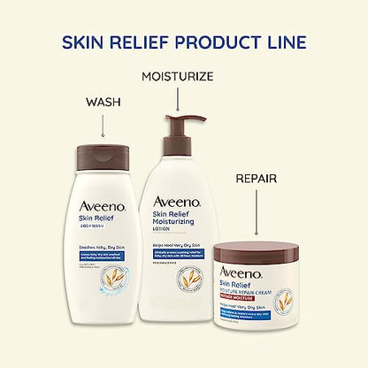 Aveeno Skin Relief Fragrance-Free Body Wash Refill with Oat to Soothe Itchy, Dry Skin, Gentle, Formulated without Soaps, Dyes, Parabens, Phthalates & Alcohol, for Sensitive Skin, 36 fl. oz (Pack of 2)