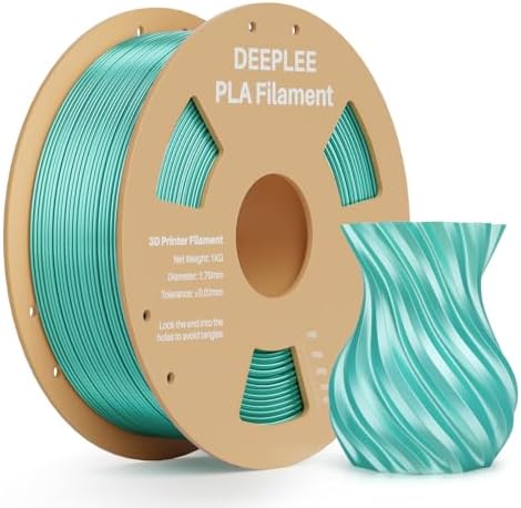 DEEPLEE Silk PLA 3D Printer Filament 1.75mm 1kg, Silk Mint Green PLA, Dimensional Accuracy +/-0.02mm, Smooth & Shiny Texture, Multi Color 3D Printing Filament