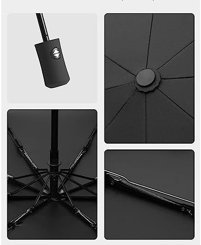 SIEPASA 2 Packs Windproof Travel Compact Umbrella, 8-Ribs Anti-UV Waterproof Folding Umbrella with Telfon Coating-One Button for Auto Open and Close. (Black & Red, 2 Pack)