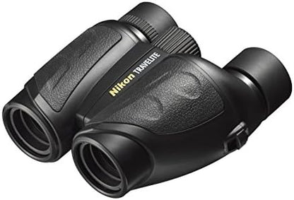 Nikon Travelite 10x25 Binoculars (7278) Travel Binoculars Bundle, Black, with Nikon Lens Pen, Carry Case, and Lens Cloth - High Powered Compact for Adults - Bird Watching, Hunting, Hiking