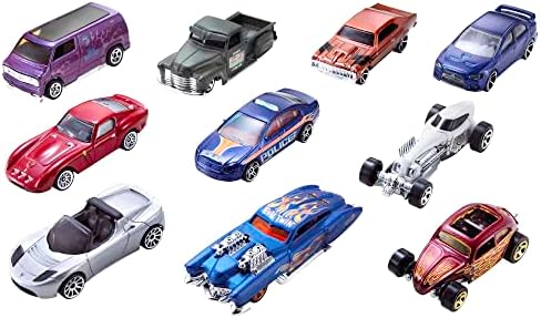 Hot Wheels Track Builder Unlimited Playset Fuel Can Stunt Box, 14 Component Parts & 1:64 Scale Toy Car | Hot Wheels Set of 10 1:64 Scale Toy Trucks and Cars