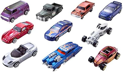 Hot Wheels Track Builder Unlimited Playset Fuel Can Stunt Box, 14 Component Parts & 1:64 Scale Toy Car | Hot Wheels Set of 10 1:64 Scale Toy Trucks and Cars