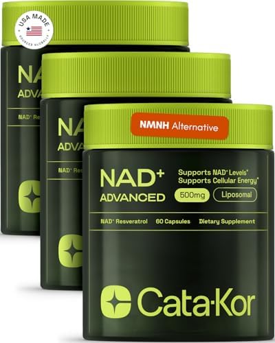 NMNH Supplement Alternative - Liposomal NAD w/Resveratrol - 90-Day Supply - High Purity NAD Supplement for Energy & Healthy Aging - 60 Capsules (3)