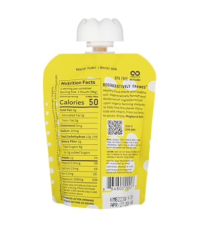 White Leaf Provisions Organic Purees / Baby Food Pouches - Fruits, Veggies & Grains, Toddler snack, Regeneratively Farmed, No Added Sugar, Non-GMO, BPA-Free Pouches 3.17 oz (Pack of 24, Mango + Carrot + Banana + Pear)