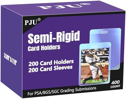200ct Semi Rigid Card Holders & 200ct Card Sleeves for PSA, SGC, BGS, CSG Graded Card Submissions, Semi Rigid Card Sleeves, Baseball Card Protectors, PSA Graded Card Sleeve for Trading Card